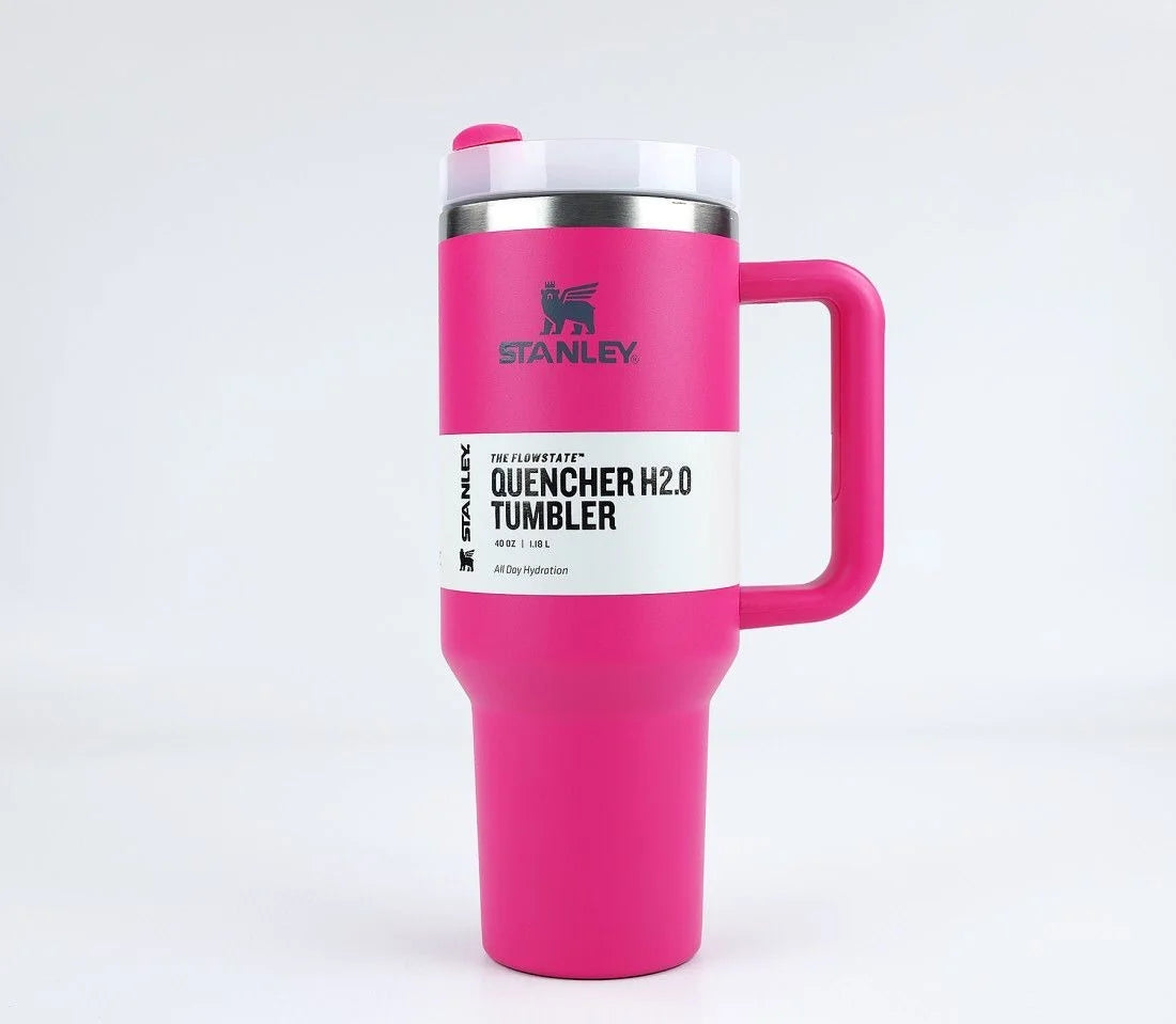 40oz Insulated Tumbler with Handle & Straw Lid – Stainless Steel Travel Mug