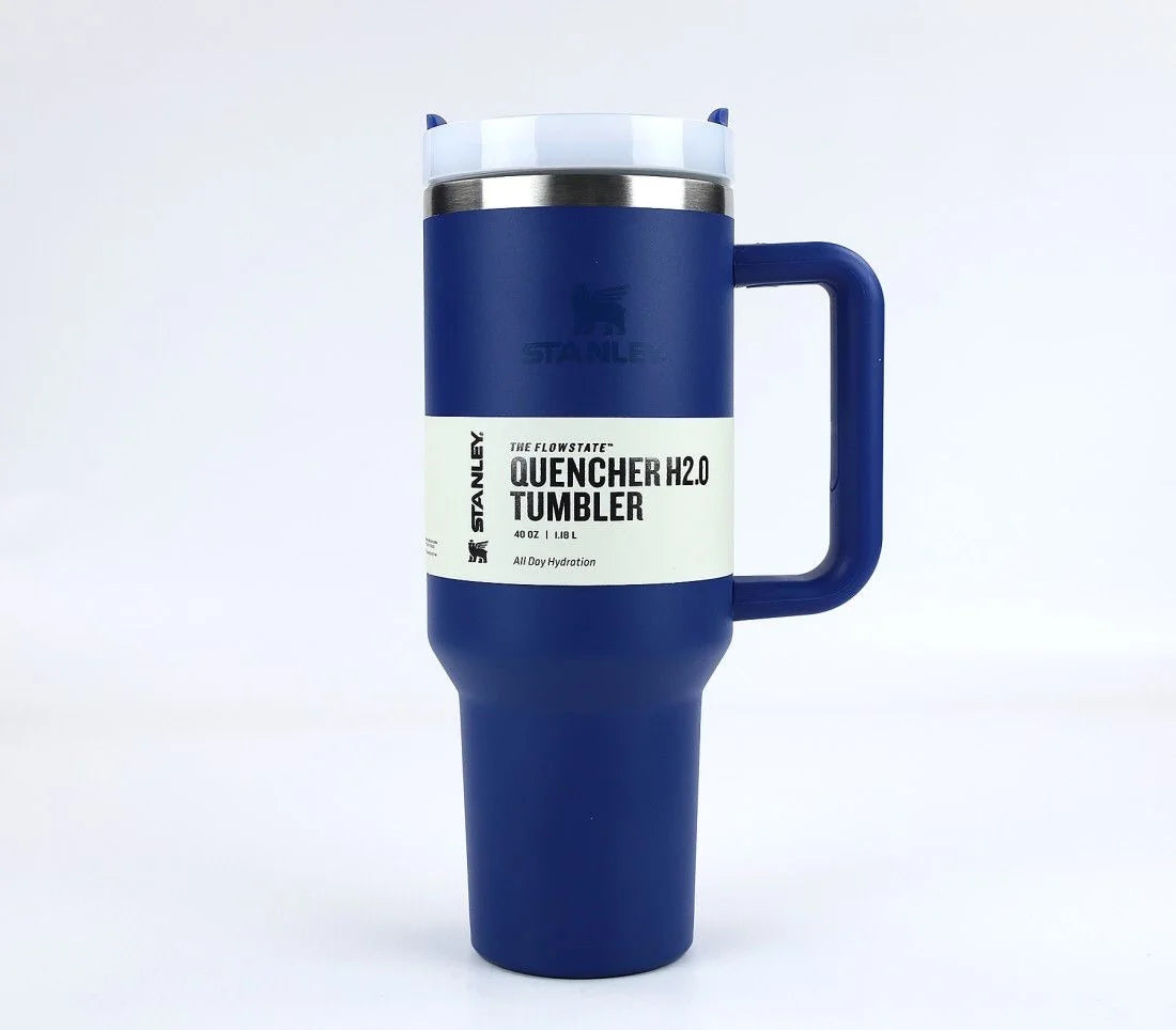 40oz Insulated Tumbler with Handle & Straw Lid – Stainless Steel Travel Mug