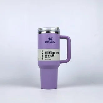40oz Insulated Tumbler with Handle & Straw Lid – Stainless Steel Travel Mug