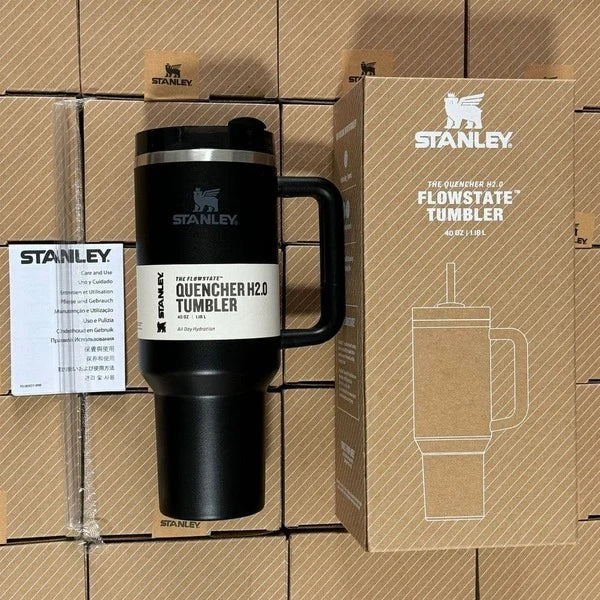 40oz Insulated Tumbler with Handle & Straw Lid – Stainless Steel Travel Mug