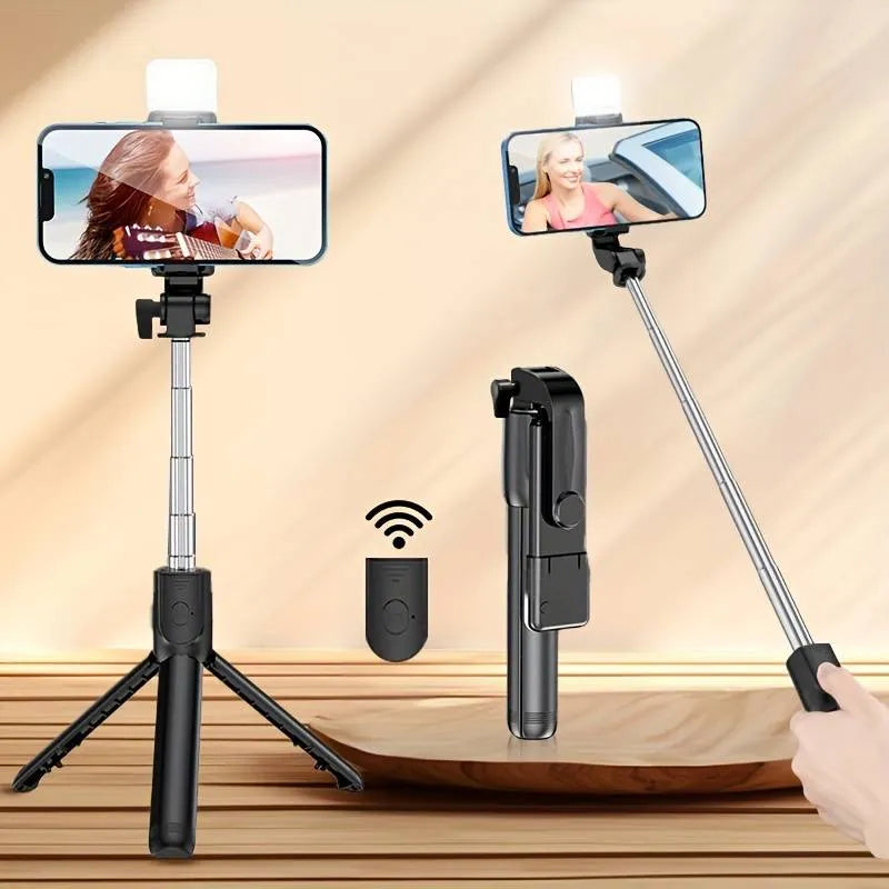Bluetooth Selfie Stick Tripod with Fill Light & Remote – Extendable Phone Holder