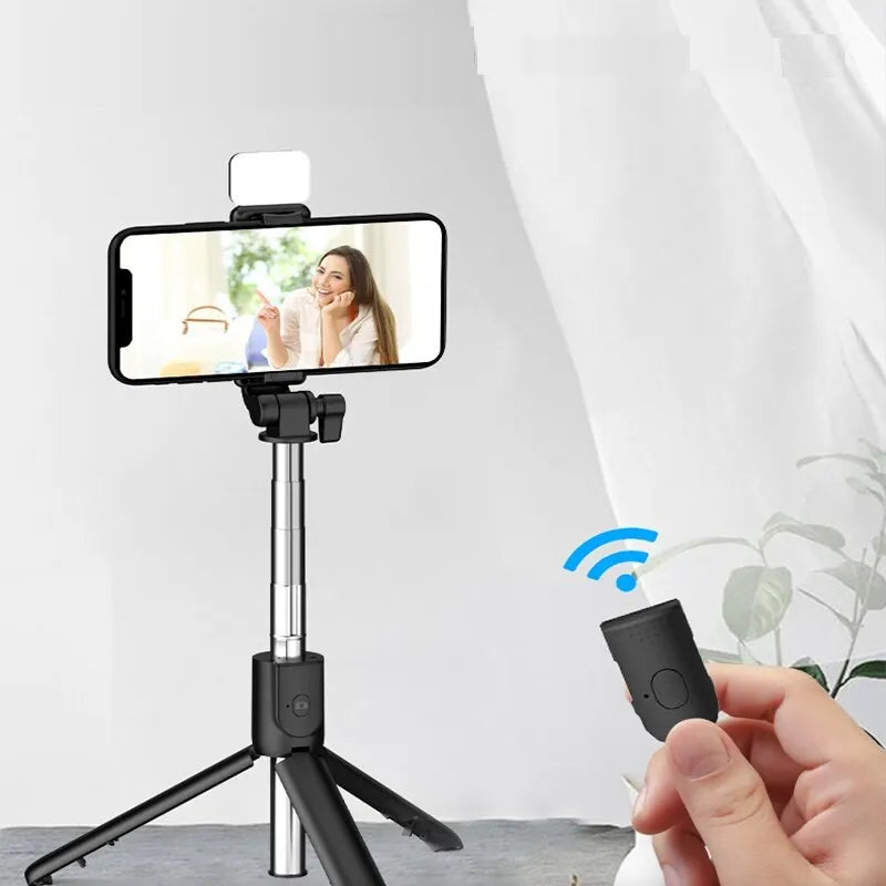 Bluetooth Selfie Stick Tripod with Fill Light & Remote – Extendable Phone Holder
