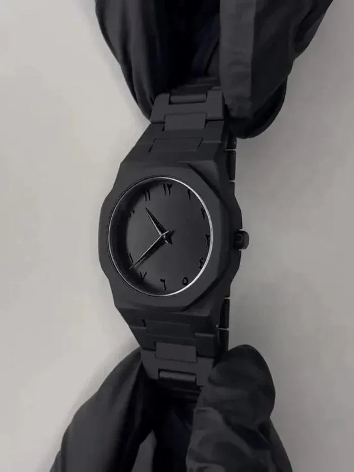 Arabic Aura Black Watch for Men Women with Digital Hands