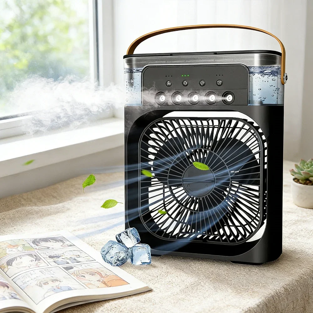Portable Mini Air Cooler Fan with Mist – Cooling Fan with Water Tank & Night Mode
